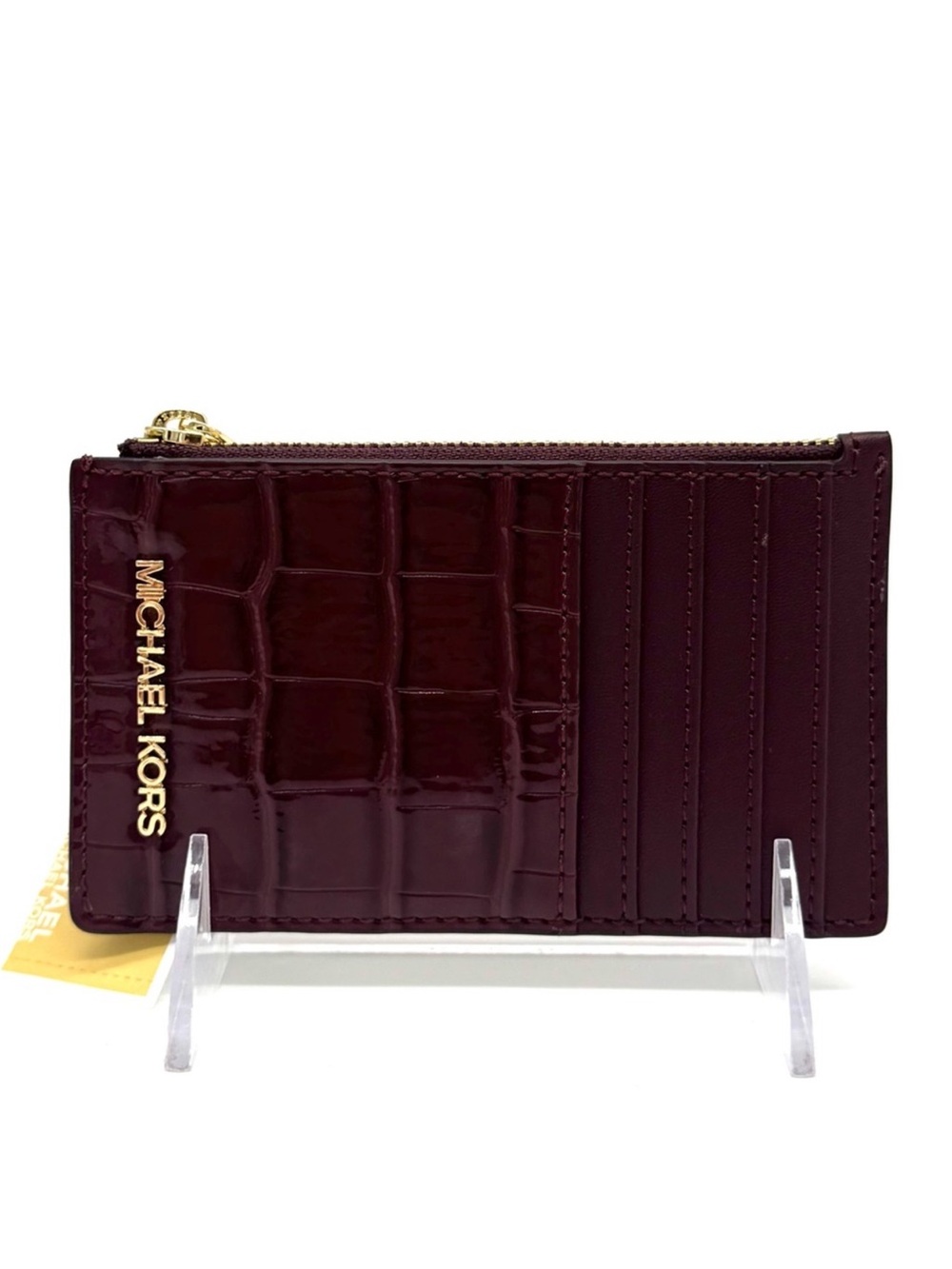 Michael Kors Medium Logo Card Case Wallet Ox Blood Multi - Picture 2 of 8